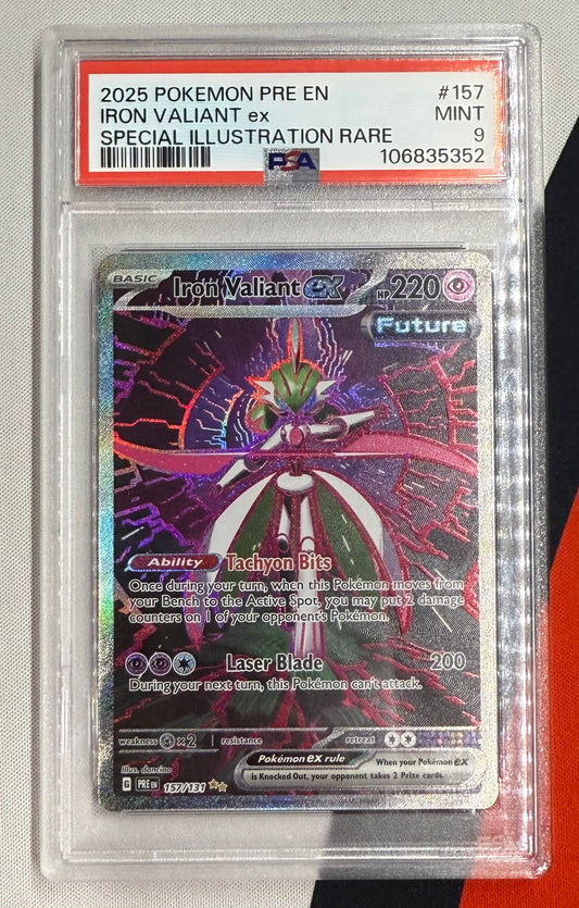 PSA 9 IRON VALIANT EX #157 PRISMATIC EVOLUTIONS SIR