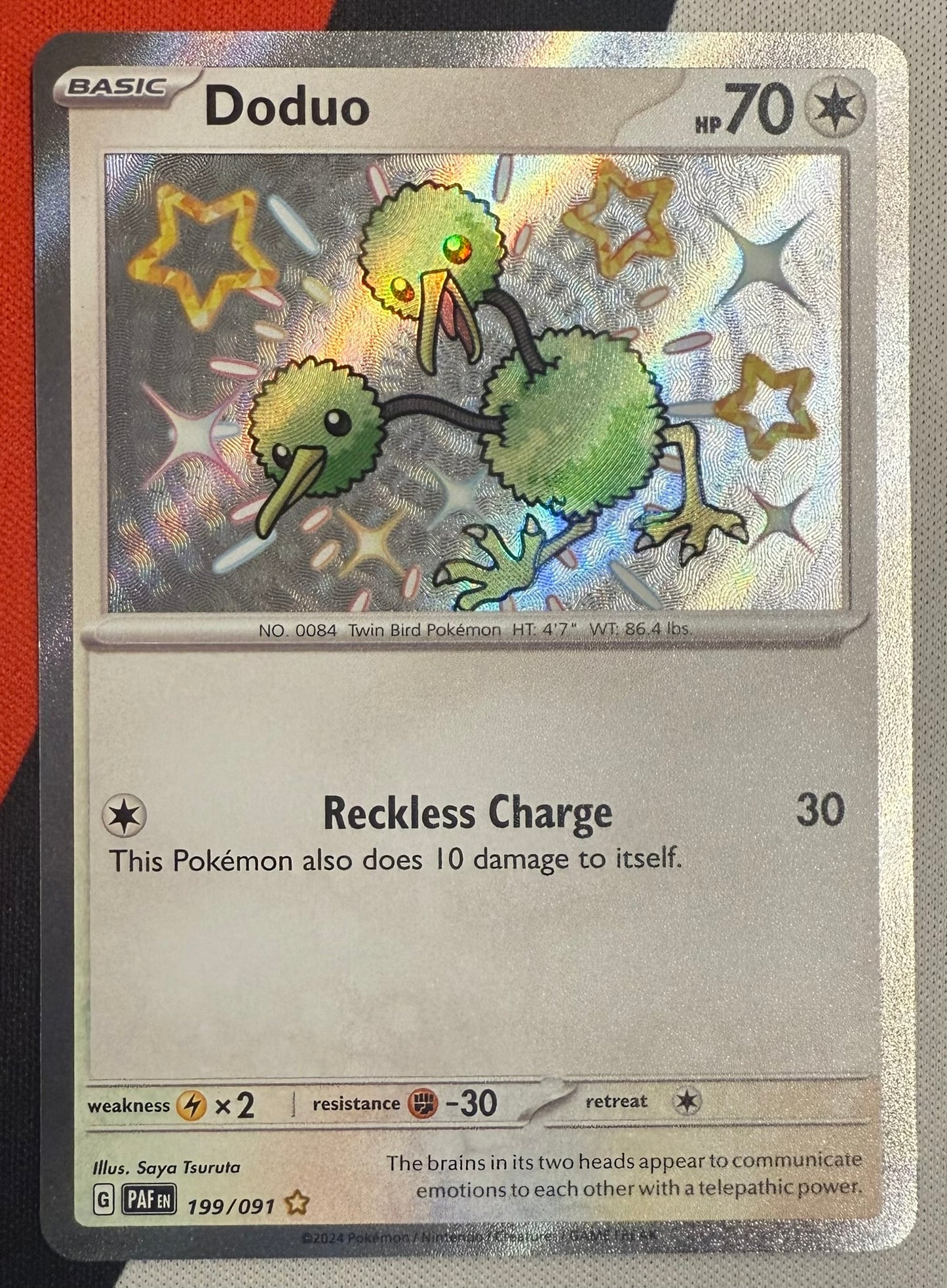 Doduo #199 – Paldean Fates (Shiny Rare)