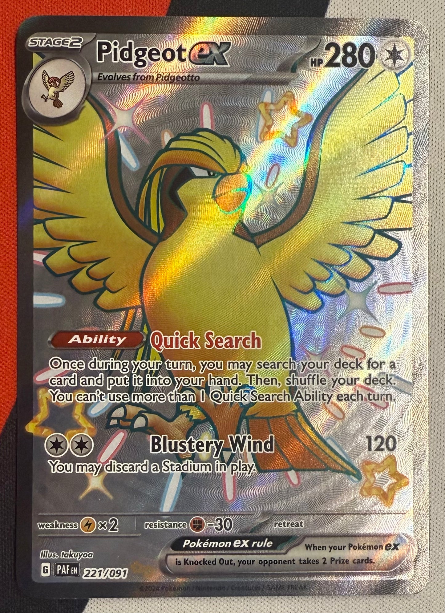 Pidgeot ex #221 – Paldean Fates (Shiny Ultra Rare) A