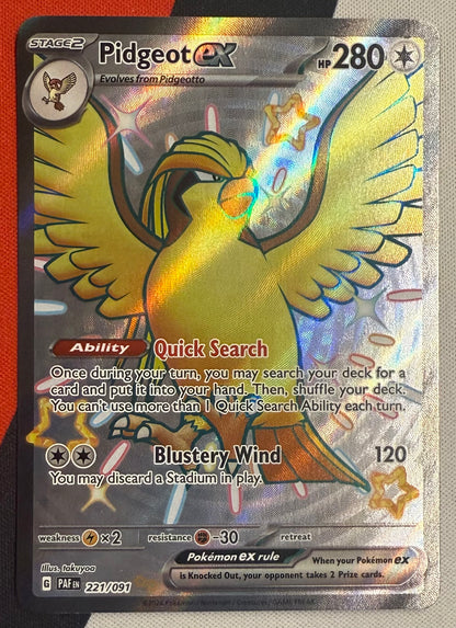 Pidgeot ex #221 – Paldean Fates (Shiny Ultra Rare) A