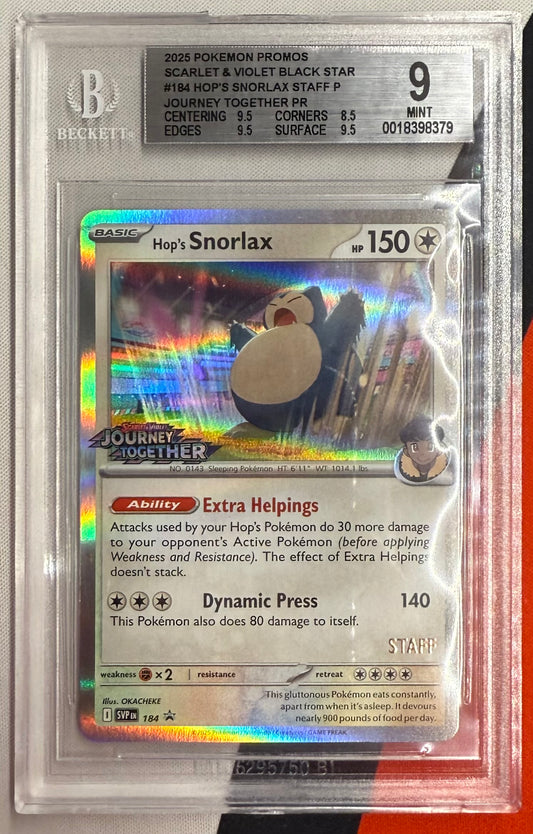 BGS 9 HOP'S SNORLAX #184 SCARLET AND VIOLET (STAFF PROMO)